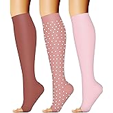 CHARMKING 3 Pairs Open Toe Compression Socks for Women & Men Circulation 15-20 mmHg is Best Support for All Day Wear