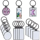 KINCHYGO, 12 Pack Sublimation Blank Keychains Metal Heat Transfer Keychain Key Rings for DIY Crafts Supplies (Black)