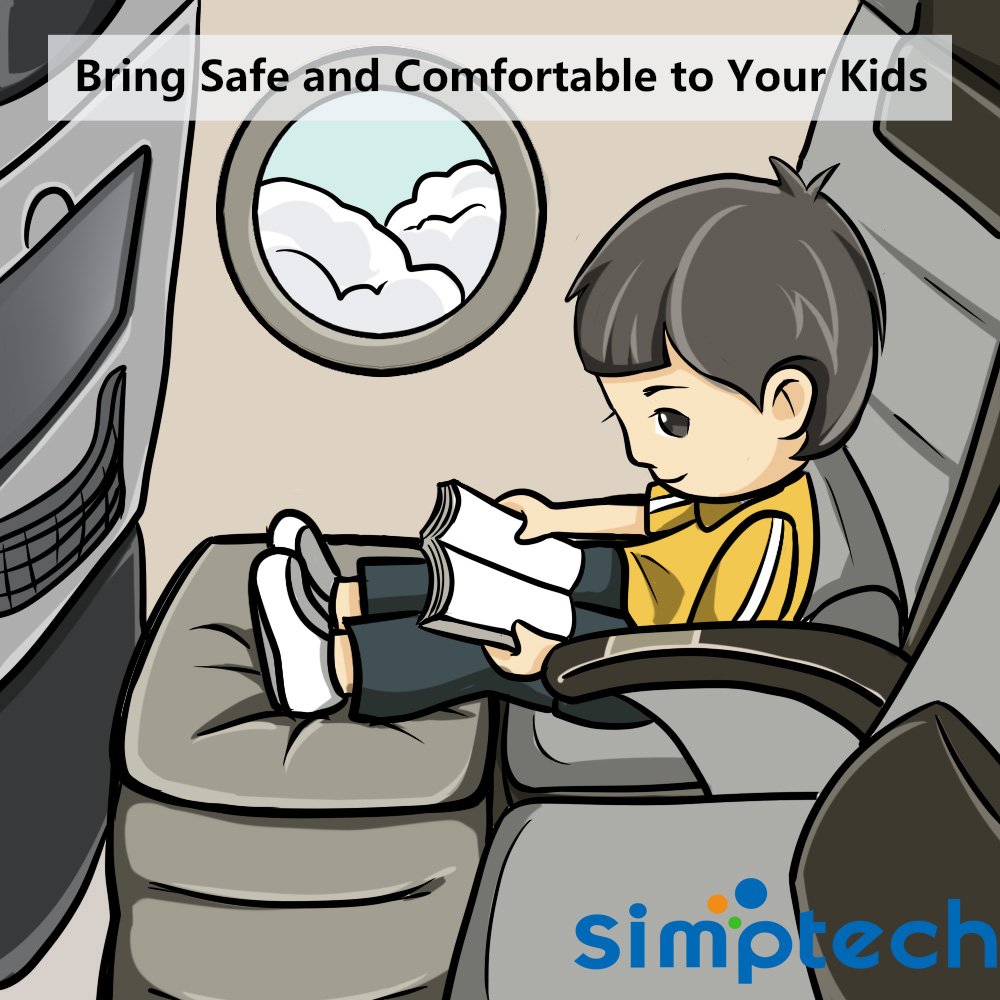 Fußstütze Reisekissen für Flugzeug, 2-in-1 Design, Höhenverstellbar, Aufblasbares Kissen für Kinder zum Hinlegen oder Schlafen bei Langstreckenflügen (2)