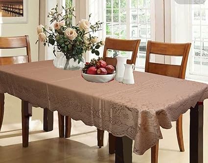 Kuber Industries Cotton Dining Table Cover for 6 Seater Brown