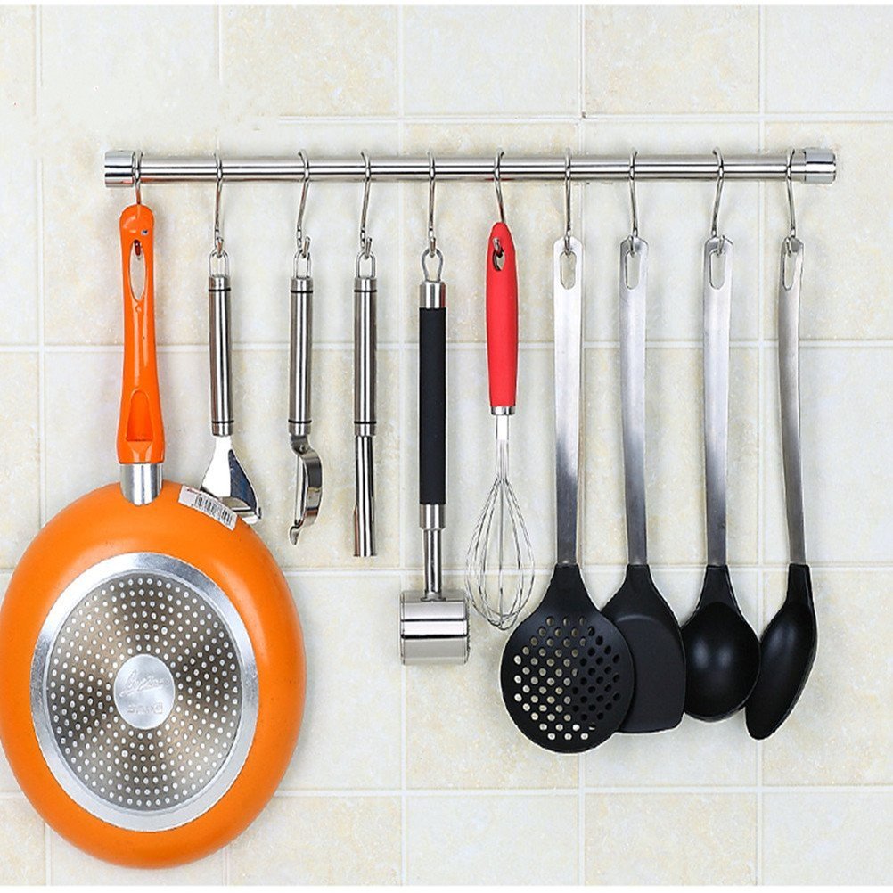 QTKJ S Shaped Hooks Heavy Duty for Hanging Coats,Pots and Pans,Plants Stainless Steel Hangers 20 Pack (7.6 cm)