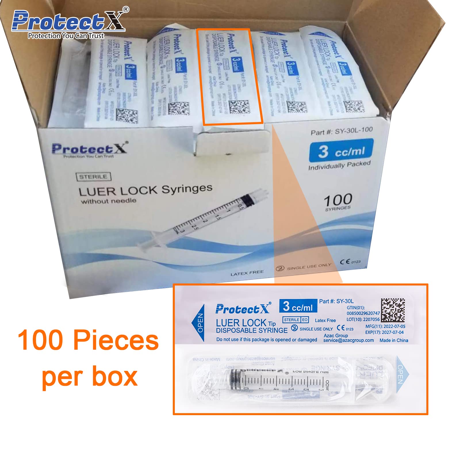 Mua ProtectX 3ml Disposable Luer Lock Lab Syringe (No needle ...