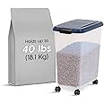 IRIS USA Airtight Dog Food Storage Container, Up to 40 lbs, Attachable Wheels, For Dog Cat Bird and Other Pet Food Storage Bin, Keep Fresh, Translucent Body, Easy Mobility, Navy