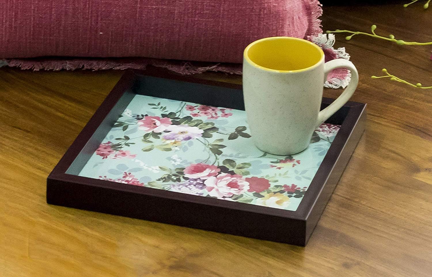 Fireflies Handcrafted Serving Tray with Acrylic Insert for Dining Tableware (Pack of 1, Vintage Charm), FF-036