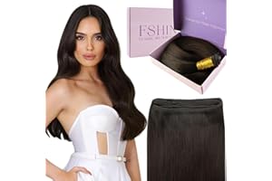 Fshine Genius Weft Hair Extensions Dark Brown 22 Inch Weft Hair Extensions Sew in Straight Brown for Party,Daily Life,Take a 