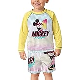 Disney Boys Rash Guard Set - 2 Piece Mickey Mouse Cars Lighting McQueen Buzz Lightyear Lilo and Stitch Boys Swim Set