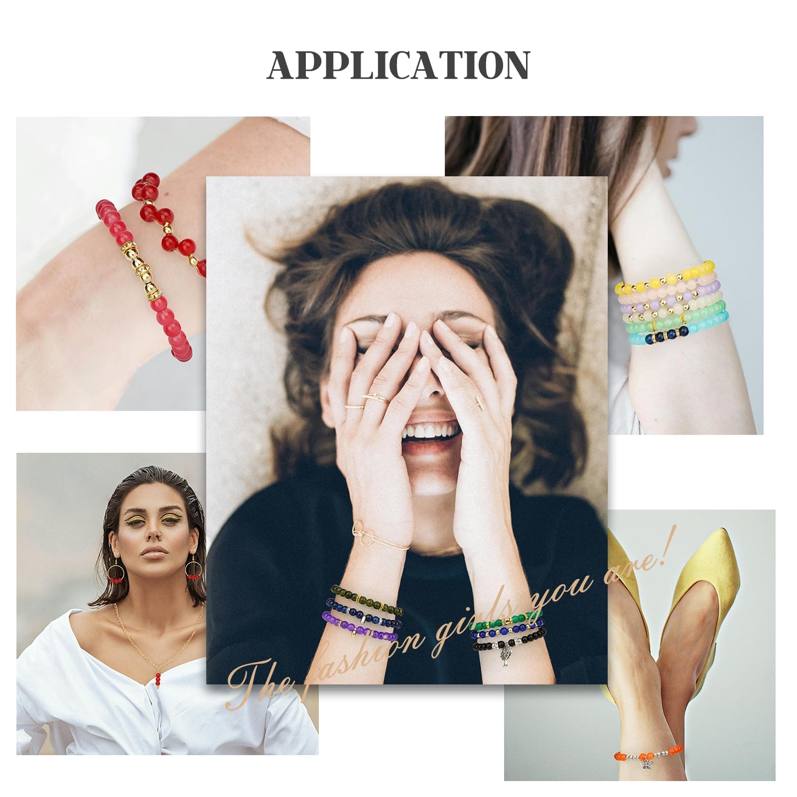 Sistenia 6mm Glass Beads Bracelet Making Kit 1400pcs, 24 Colors Crystal Beads for Jewelry Making Round Beads DIY Crafts with Spacer Beads Charms Accessories