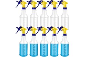 Gandeer 10 Pack Spray Bottles 16 oz Empty Water Spray Bottles for Cleaning Heavy Duty Refillable Squirt ‌container with Measurements Adjustable Nozzle for Household (Blue and Yellow,Stylish Style)