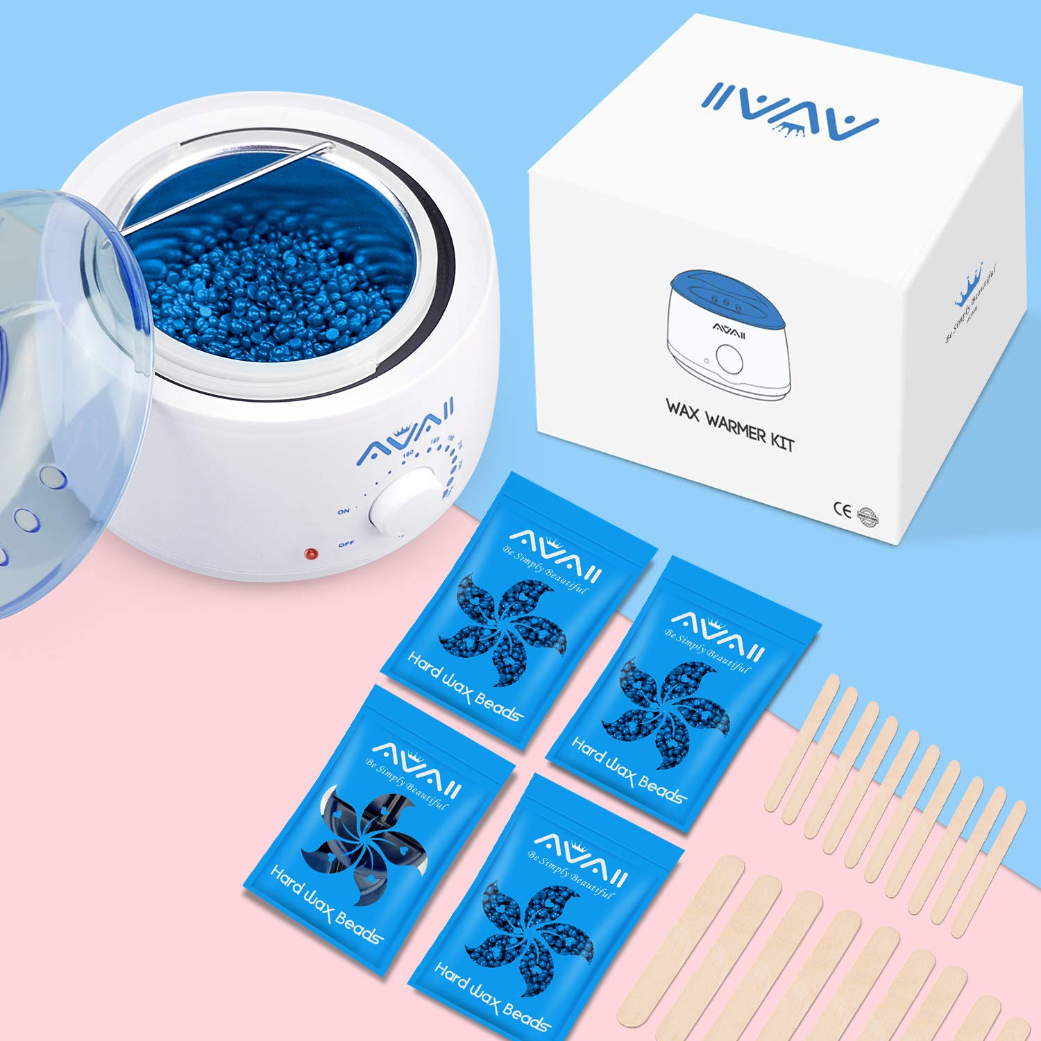 Home Waxing Kit, AVAII Wax Warmer Kit for Hair Removal with 14oz Hard