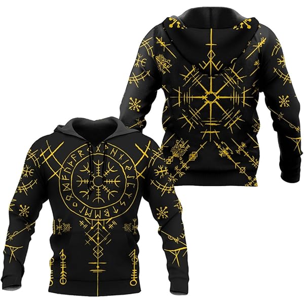 rurumu：bind rune layered hoodie Viking Runes Pullover Hoodie – Lunafide