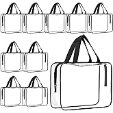 Reginary 10 Pack Large Clear Toiletry Cosmetic Makeup Bag with Zipper and Handle Travel Tote Pouch PVC Plastic Toy Storage Organizer