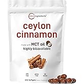 Micro Ingredients Ceylon Cinnamon | 300 Softgels with MCT Oil | Highly Bioavailable Herbal Extract | Extra Strength Cinnamon Supplements | Antioxidant & Sugar Monitor Support | Non-GMO, Gluten Free