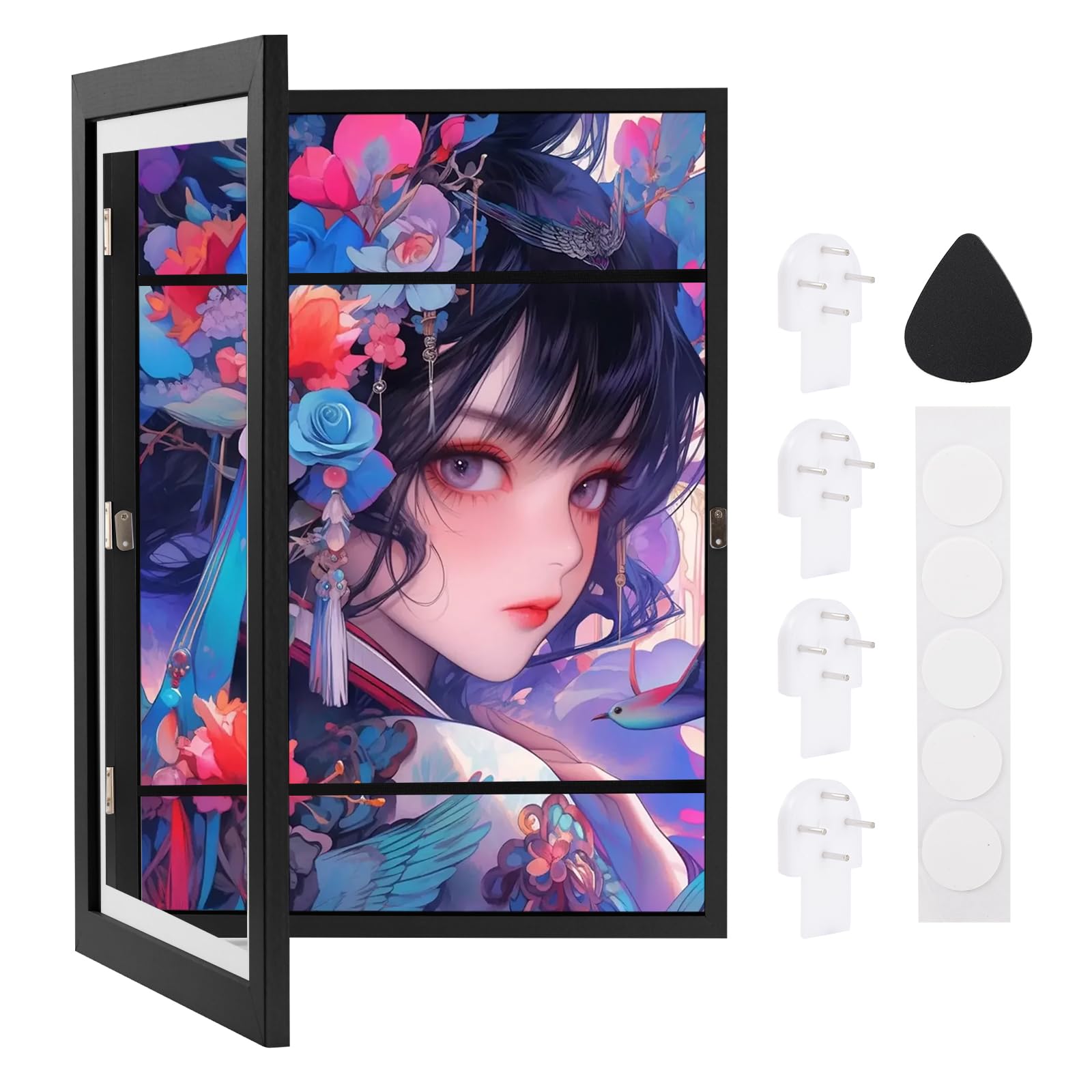 Houkary Kids Art Frames, A3 Front Opening Kids Artwork Display Frame, Fillable Kids Picture Frame 46x34 cm, A3 Photo Frame for 150 Pictures, Ideal for Children's Drawings, Kids Art Projects (Black)