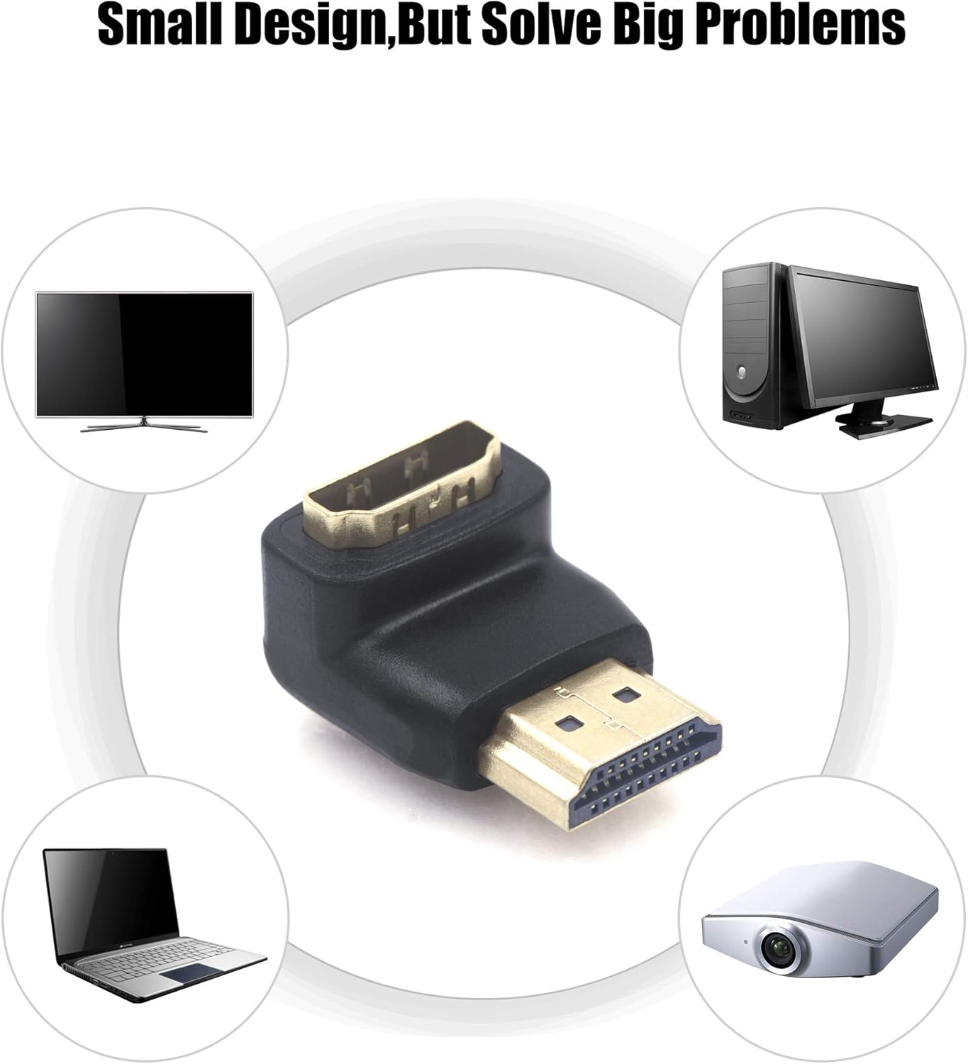 VCE Combo HDMI 90 Degree and 270 Degree Right Angle Male to Female Adapter 3D&4K Supported: Home Audio & Theater