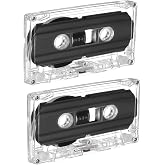 Dranvosk 2 Pack Blank Cassette Tapes 60 Minutes Clear Audio Recording Tape with Plastic Storage Case for Music Speech Collectors