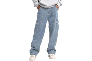 FantasyGears Mens Baggy Jeans for Men Women Y2k Skater Vintage Plain Pants Multiple Pockets Casual Wide Leg Loose Fit Cargo D