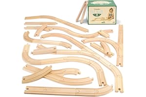 Conductor Carl 56-Piece Bulk Value Wooden Train Track Pack - Compatible with All Major Toy Train Brands