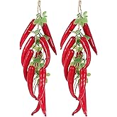MAGICLULU Artificial Red Chili Pepper Hanging Decor 2 Strings Realistic Faux Peppers for Home Kitchen Farmhouse Wall Decoration and Photography Props