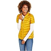 Martha Stewart Women’s Quilted Down Puffer Vest, Lightweight Short Sleeve Jacket with Pockets, Warm Winter Coat