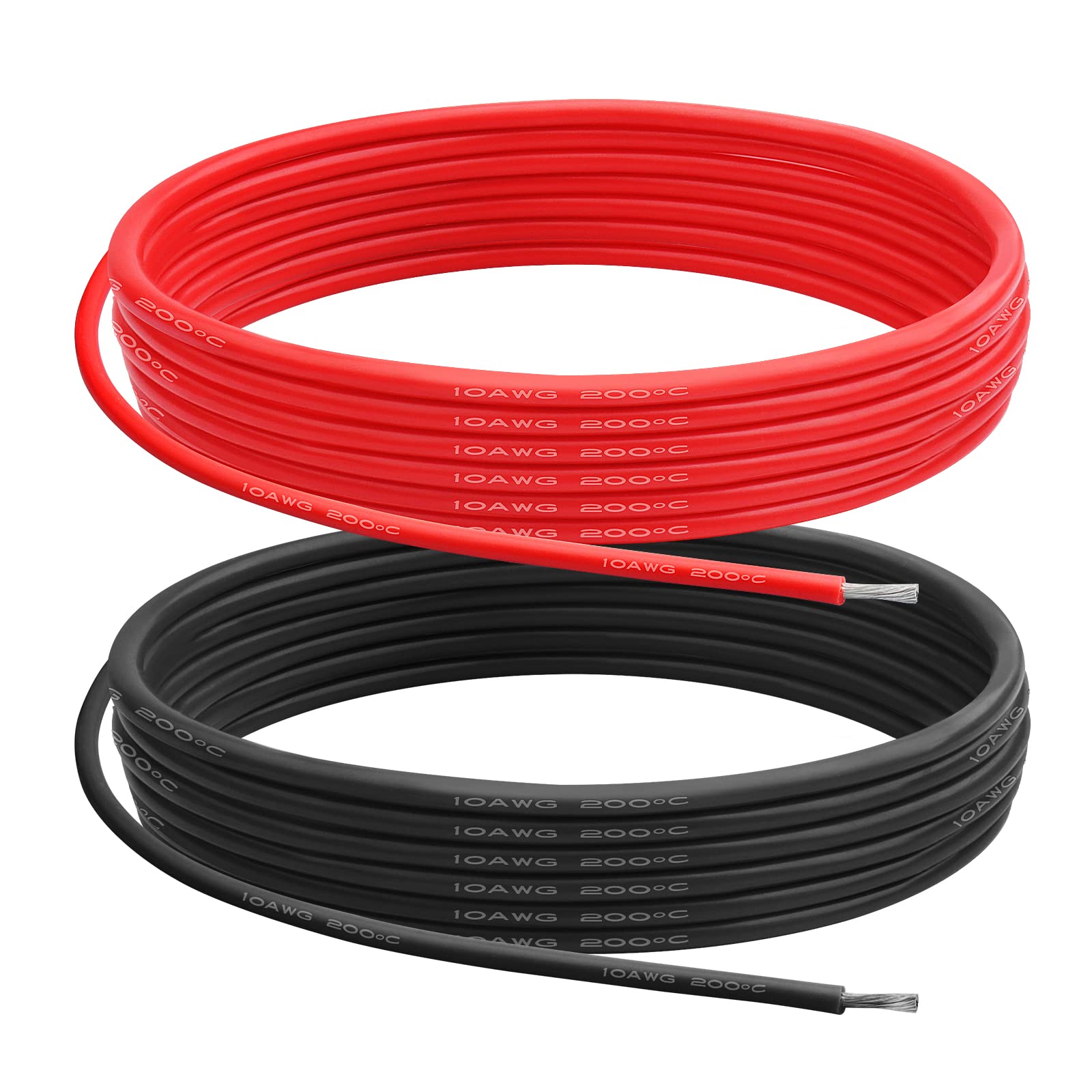 10 AWG Gauge Silicone Wire Electrical Cable（3m red &3m black） Soft & Flexible 0.08 mm Tinned copper core High temperature resistant silicone wire For Arduino Projects, RC Cars, Boat, Drones etc. — image 1
