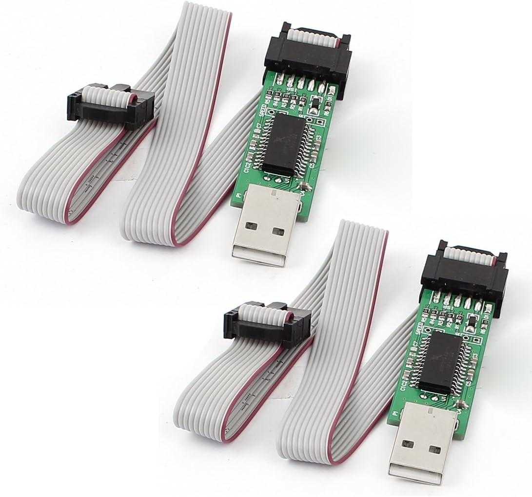 Aexit 2pcs USBasp USBISP AVR 10 Pin USB Programmer 51 ATMEGA8 Downloader Cable 3.3V/5V (ad34b5923864a42e94178fe842445b7a)
