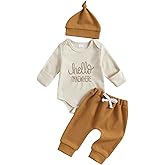 BeQeuewll Newborn Boy Clothes Fall Winter Knit Outfits Little Brother Romper +Pants+Hats 3Pcs Baby Boy Coming Home Outfit