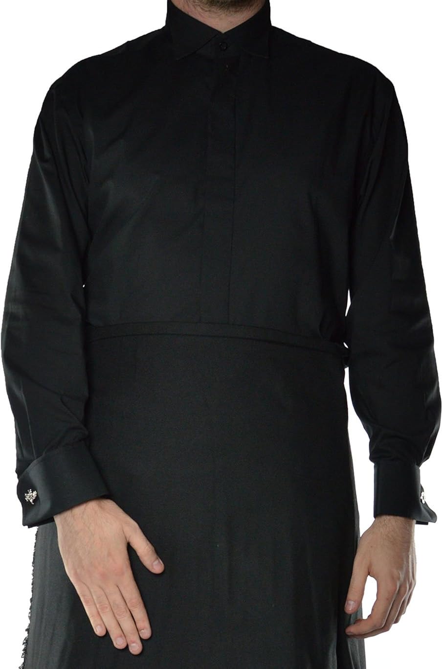 black wing collar dress shirt