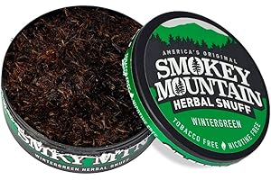 Smokey Mountain Herbal Long Cut – Wintergreen – 1 Can - Tobacco Free and Nicotine Free Snuff
