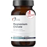 Designs for Health Magnesium Chelate Tablets - 200mg Magnesium Bisglycinate Chelate - Non-GMO Supplement Designed to be Easier on the Stomach (120 Tablets)