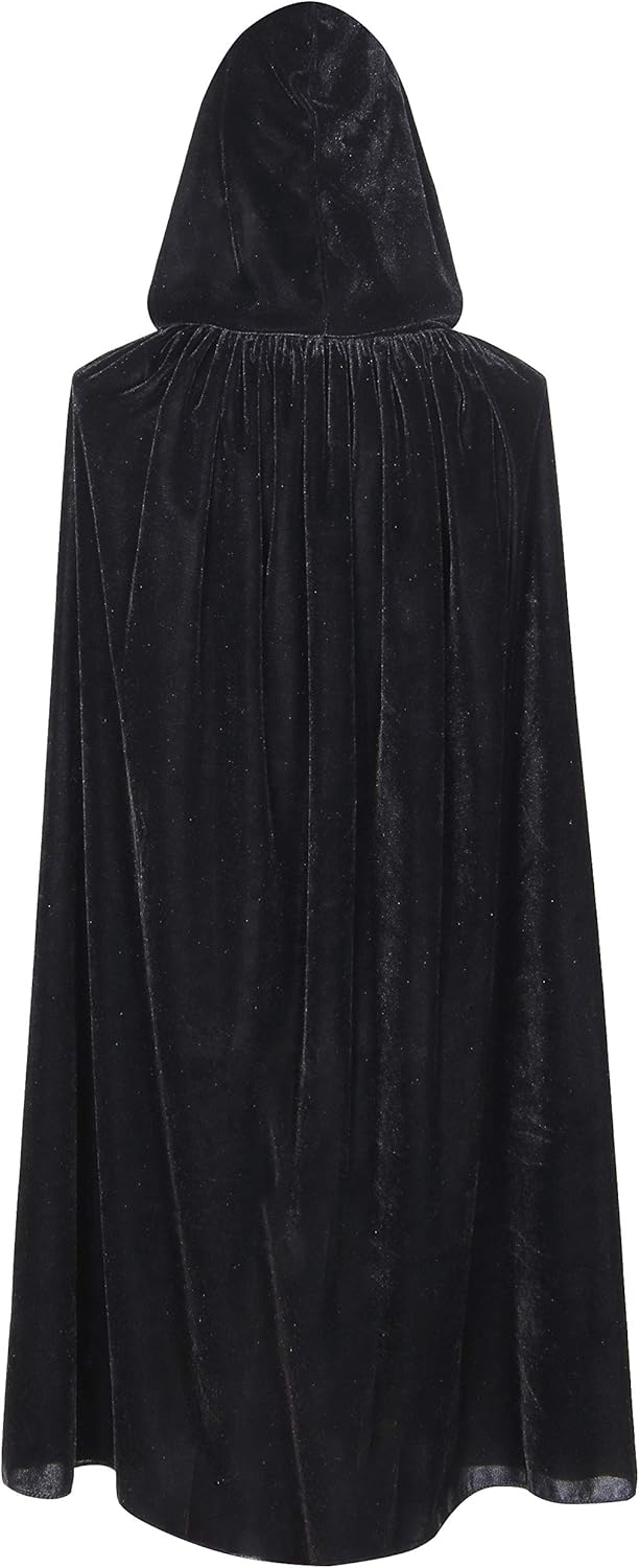 Txian Kids Hooded Velvet Cloak Halloween Christmas Fancy Cape for Kids (Black), 9-17 years - Image 3