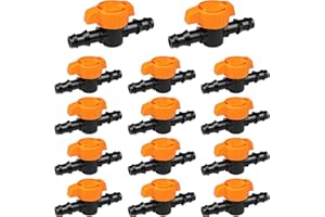 1/2 Inch Drip Irrigation Valve Fittings：14 Pieces in-Line Barbed Switch Valve for 1/2" Drip Irrigation Tubing Drip Line Conne