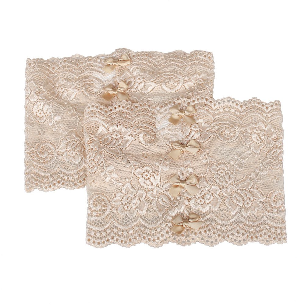 CREE Women Sexy Lace Anti-Chafing Thigh Bands with Bowknots - Prevent Inner Thigh Chafing with No-Slip Silicone FLESH-D