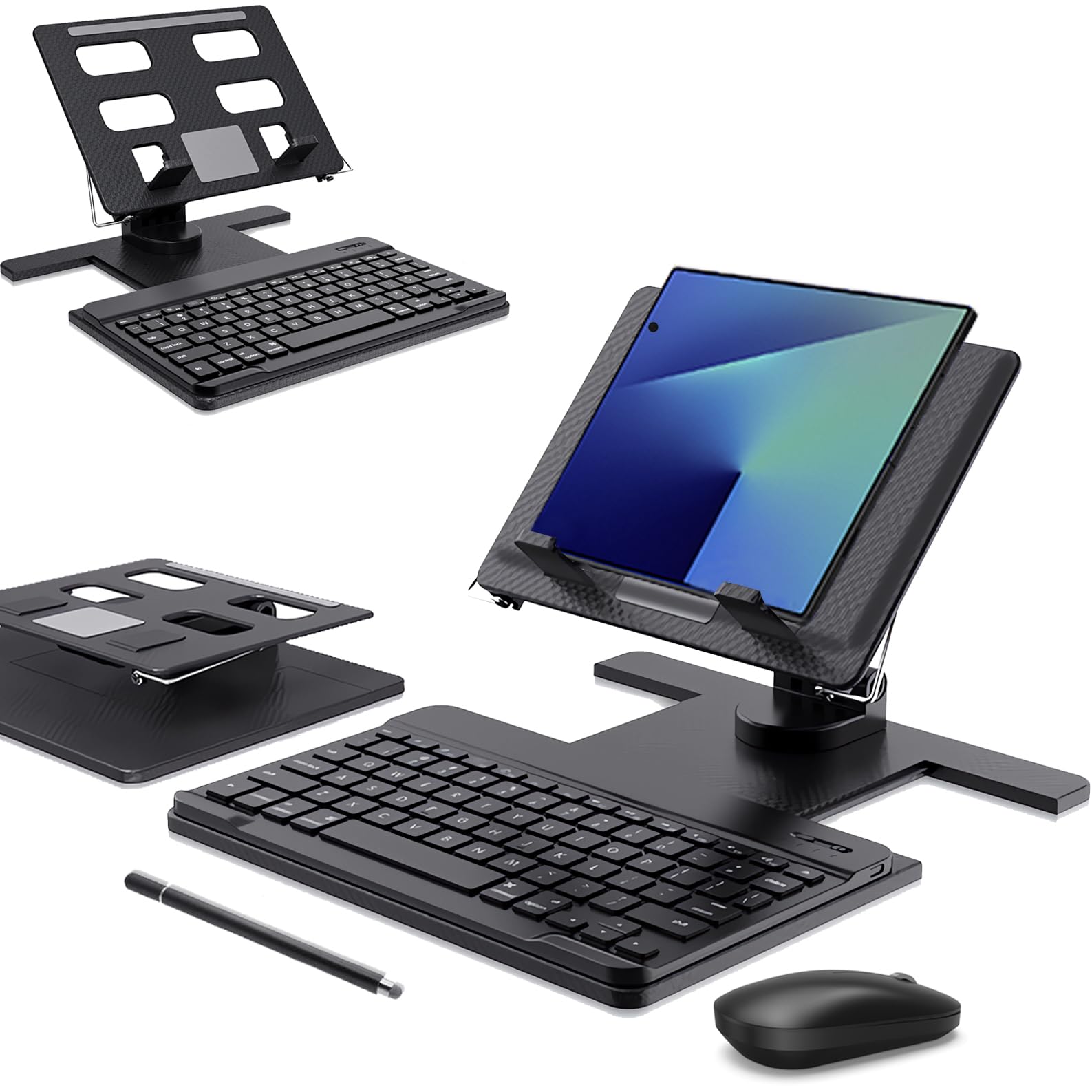 Photo 1 of Desk Stand and Bluetooth Keyboard Combo for Samsung Galaxy Z Fold 7/6/5, 4 in 1 Set Include Mouse Pen, Adjustable Foldable Tablet Stand Holder Fits for 4.7"-13" Smartphones iPad Tablet