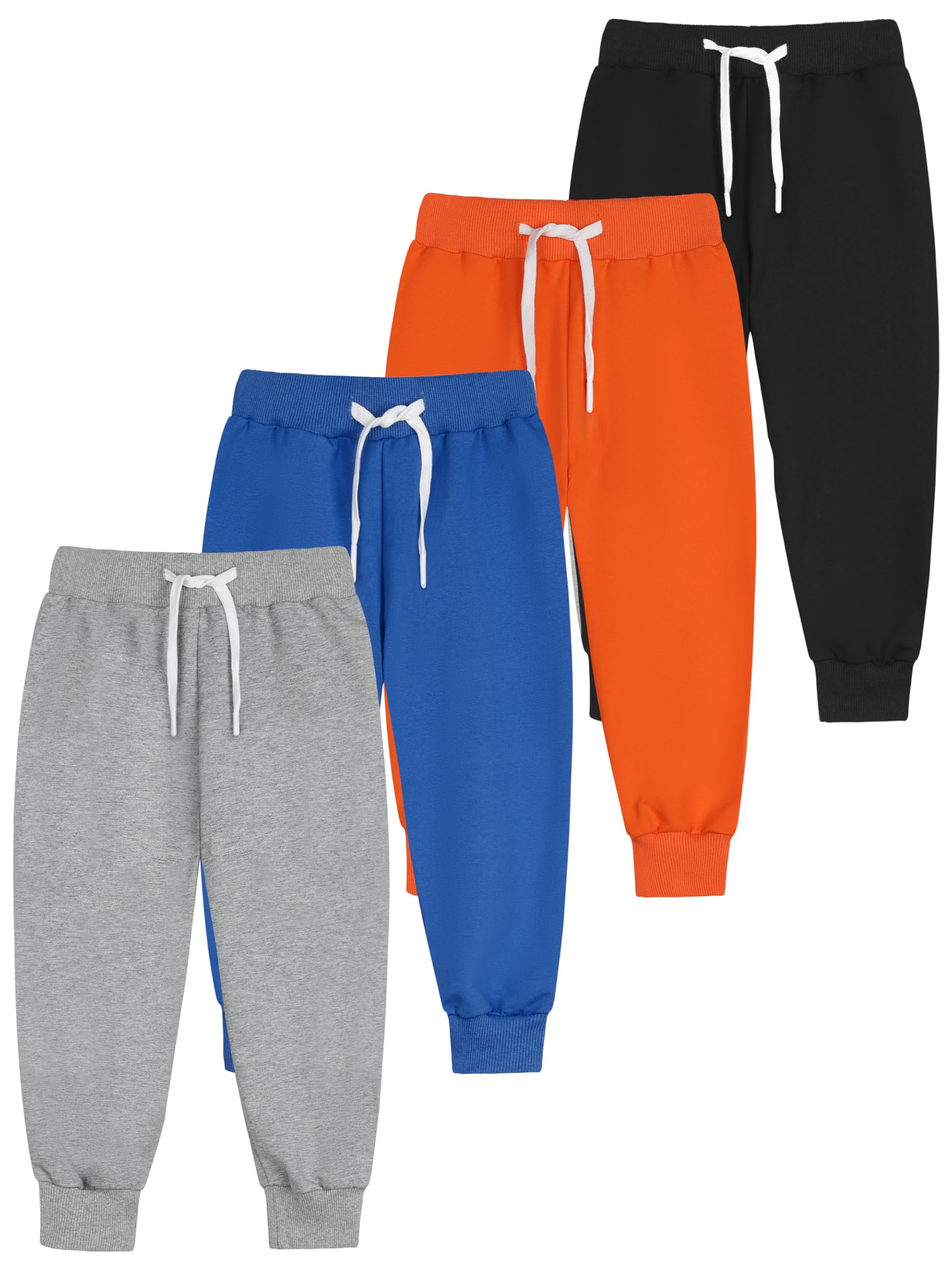 Resinta 4 Pack Toddler and Boys Joggers Sweatpants Cotton Kids Active Pants with Drawstring Casual Athletic Clothes Image