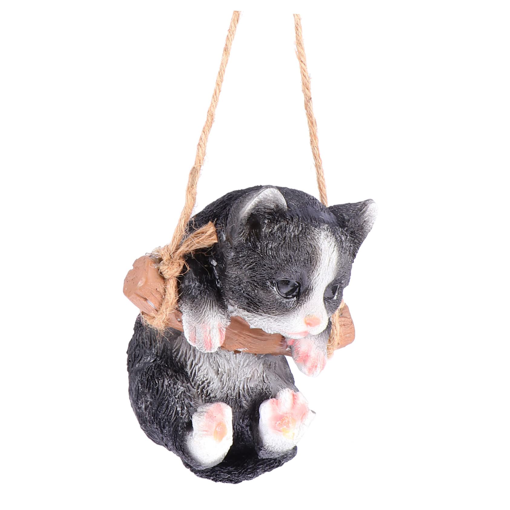OFFSCH Lovely Swinging Cat Statue Hanging Kitten Figurine for Garden Decoration Cute Animal Swing Ornament for Indoor and Outdoor Spaces for Cat Lovers