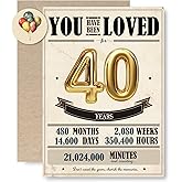 MOSSSH 40th Retro Birthday Greeting Cards, Golden 40 Birthday Card, Envelope and Sticker
