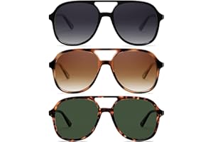 Arjien Polarized Aviator Sunglasses for Women Men UV400 Protection Trendy Sunglasses Double Bridge 70s Retro Vintage Aviators