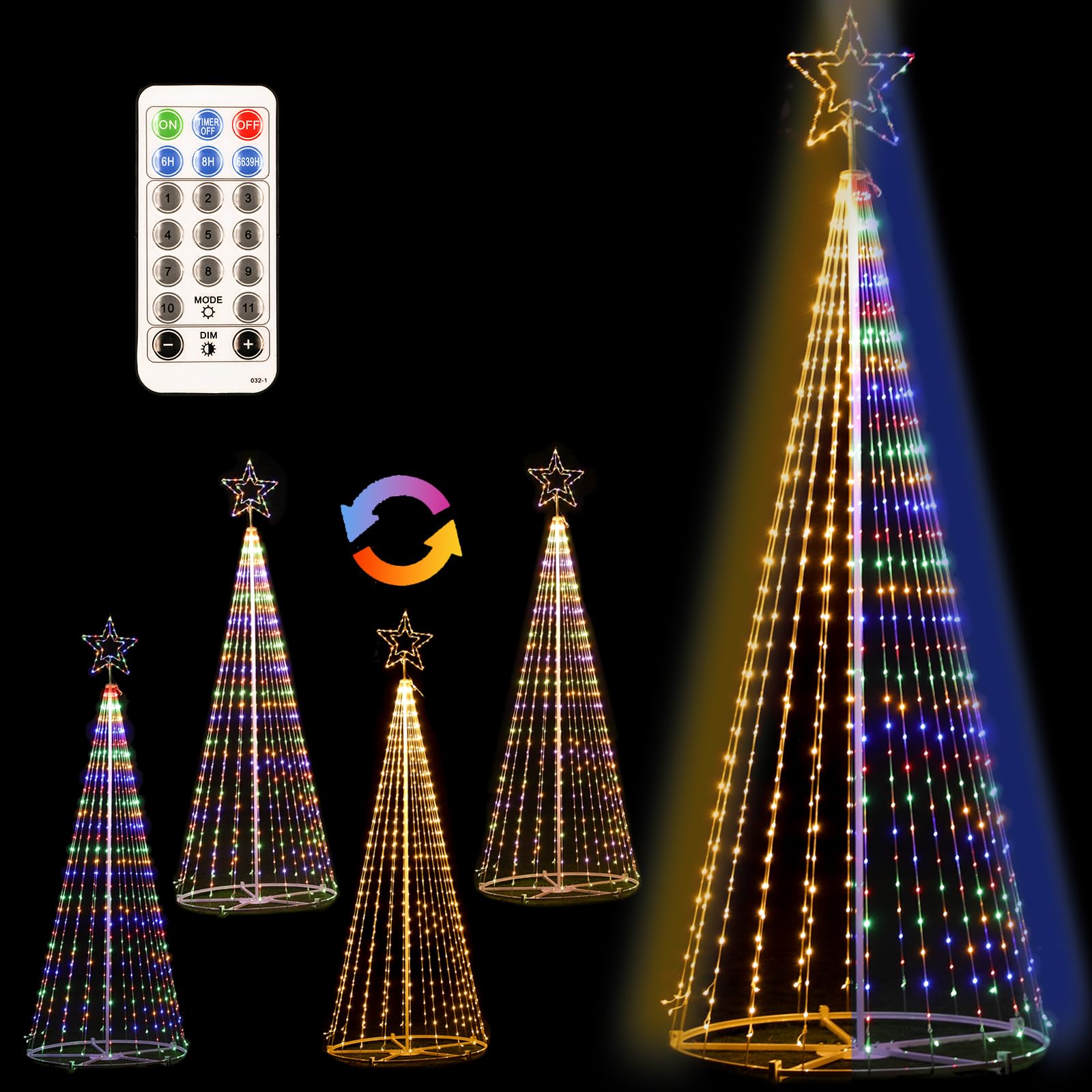 Photo 1 of 12FT Outdoor Lighting Christmas Tree 650 LED Light Show Christmas Tree with 8 Modes Timer Remote,Tall Star Topped Artificial Christmas Trees Arbol de Navidad for Porch Yard Patio(WarmWhite/Multicolor)