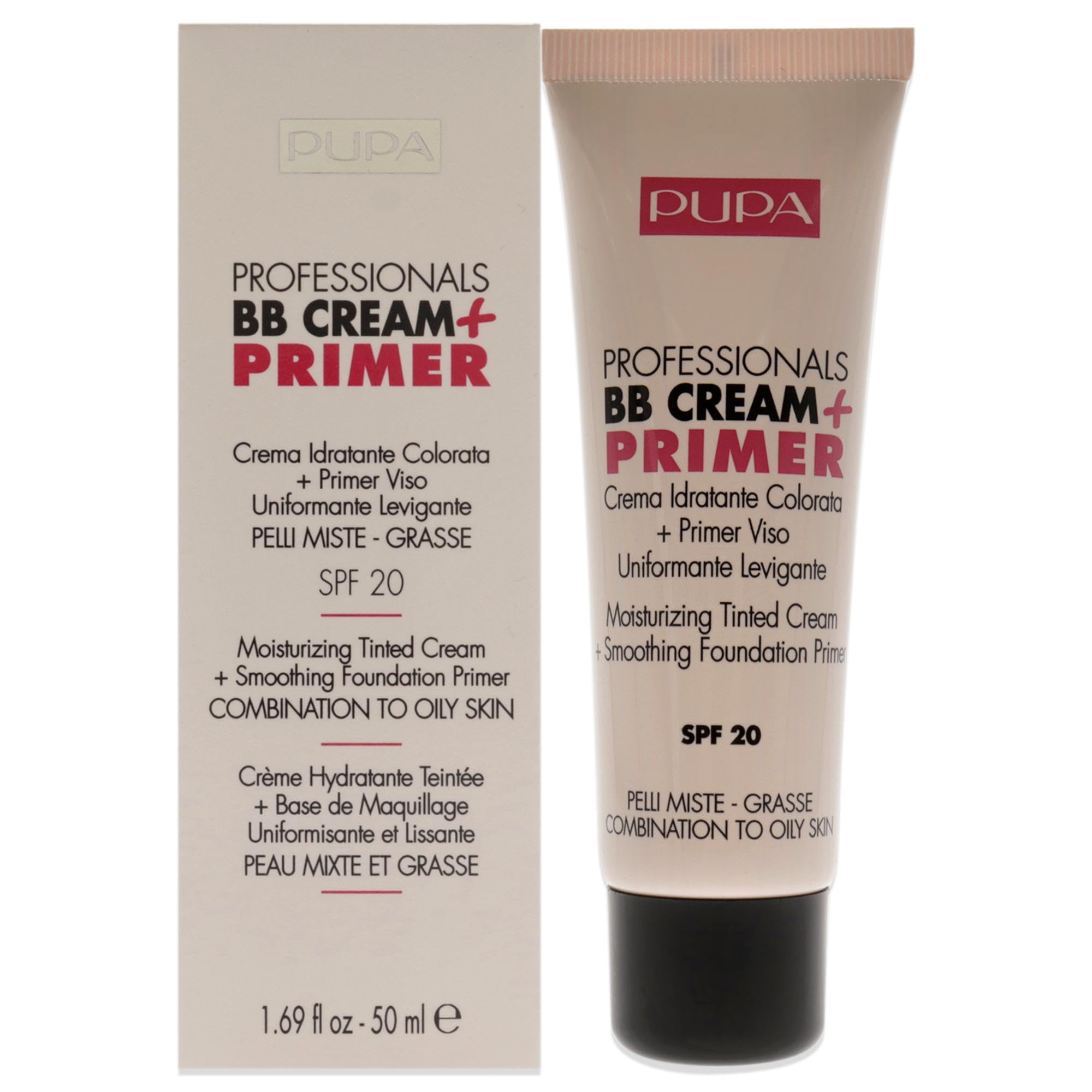 PUPA Milano Professionals BB Cream + Primer, Combination - Oily Skin, Light-Medium 50 ml
