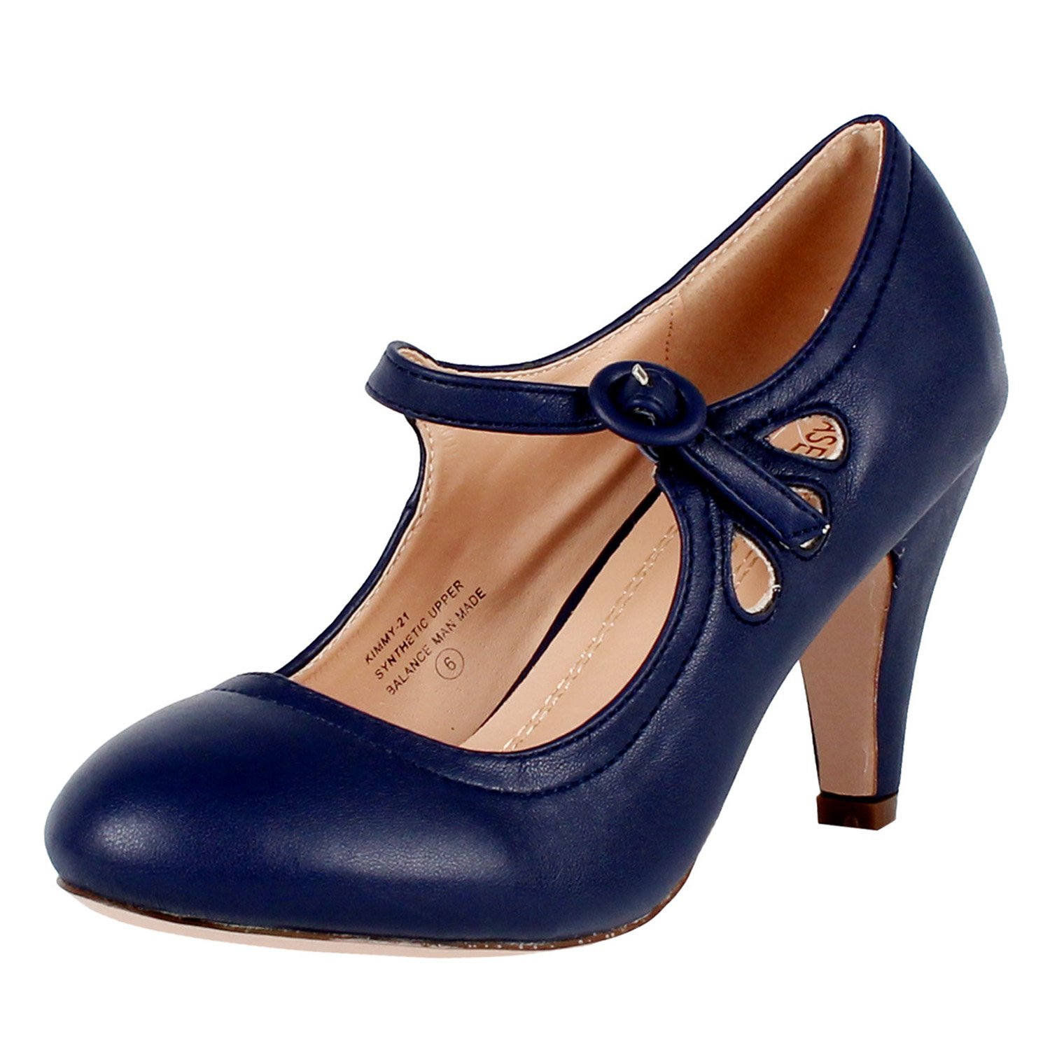 Chase & Chloe Kimmy-21 Mary Jane Pumps (Blue, 6 B(M) US)