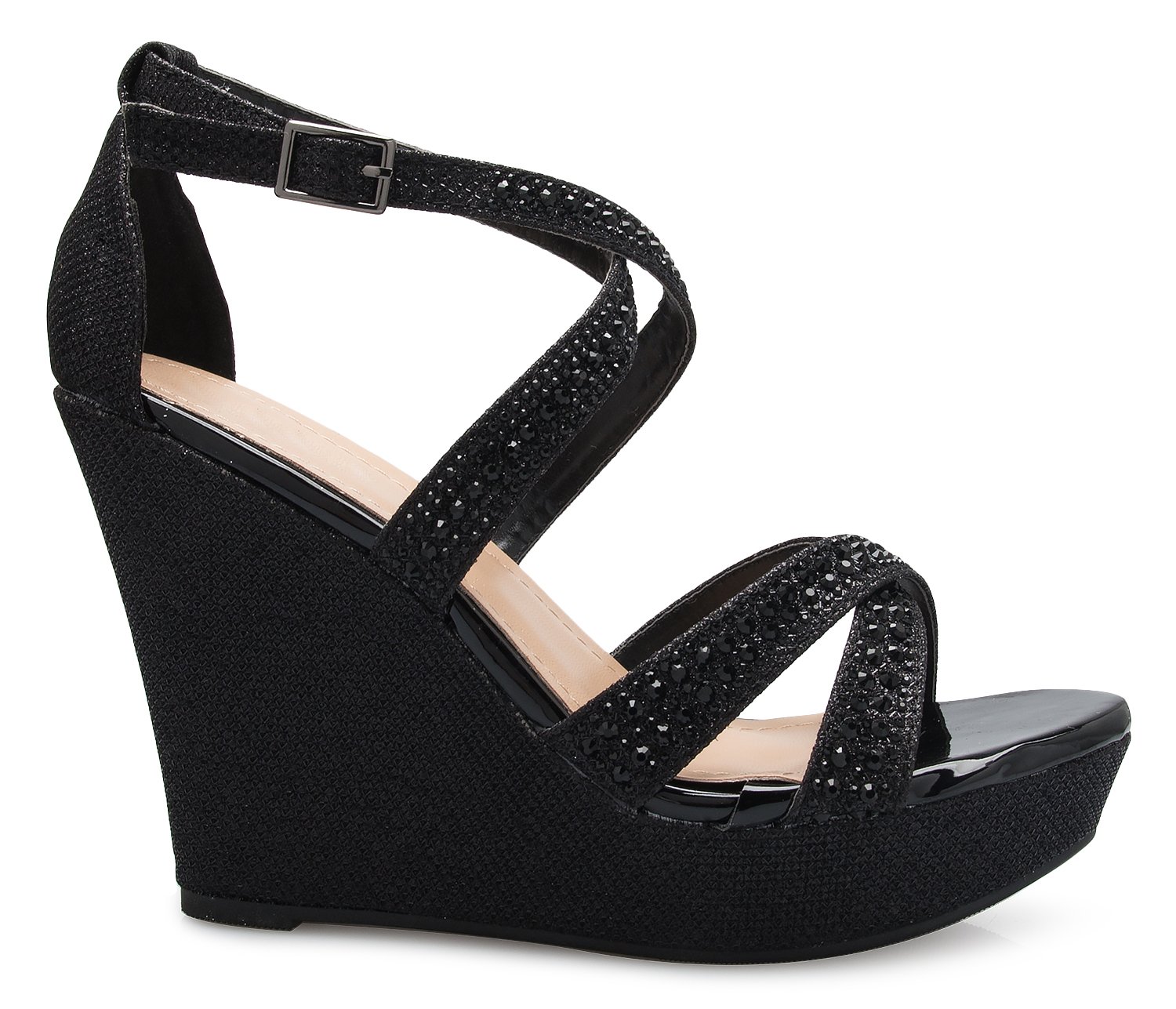 Olivia K Women's Sexy Rhinestone Platform Wedge Sandal - Image 3