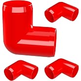 FORMUFIT 1&rdquo; 90 Degree Elbow Furniture Grade PVC Fitting in Red, Made in USA, UV-Resistant, Impact-Proof, 1.315&rdquo; Actual Socket Diameter (Pack of 4) - F00190E-RD-4