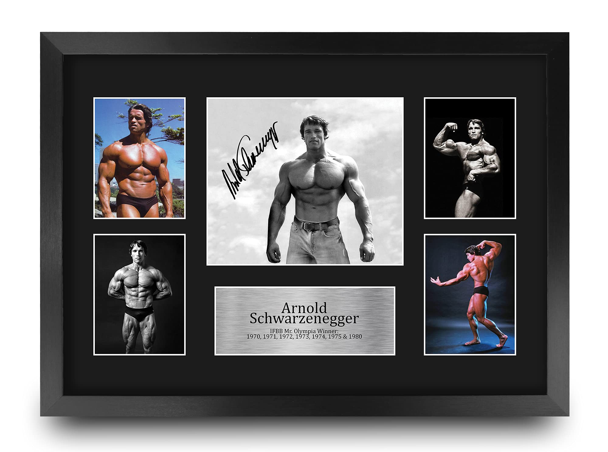 HWC Trading FR A3 Schwarzenegger Mr Olympia Gifts Printed Signed Autograph Picture for Movie Memorabilia Fans - A3 Framed