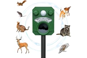 RibRave Ultrasonic Animal Repeller Solar Powered Racoon Skunk Bird Cat Deer Pest Repellent Animal Deterrent with Motion Activated Yard Keep Animals Out of Garden