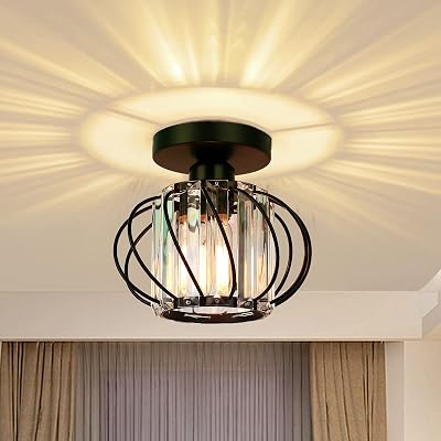 FRIDEKO HOME Modern Ceiling Lights Black Crystal LED Mini Chandelier