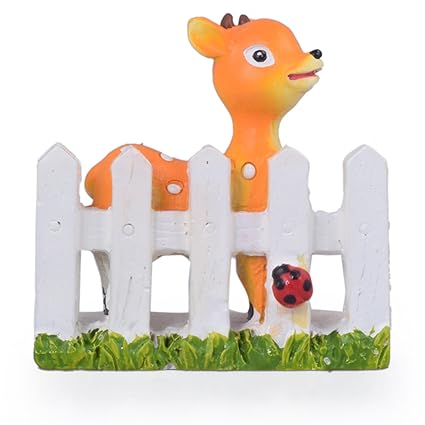 Wonderland 2.2 inches Deer on Fence Decoration Mini (Terrarium, Home, Garden Decor, Gifting)