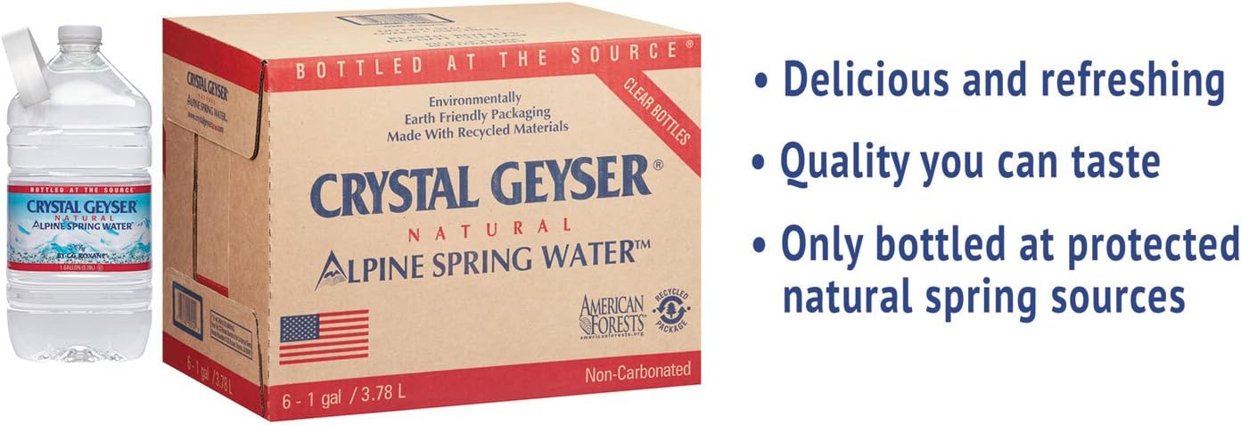 Crystal Geyser 12514CT Alpine Spring Water, 1 Gal Bottle, 6/case