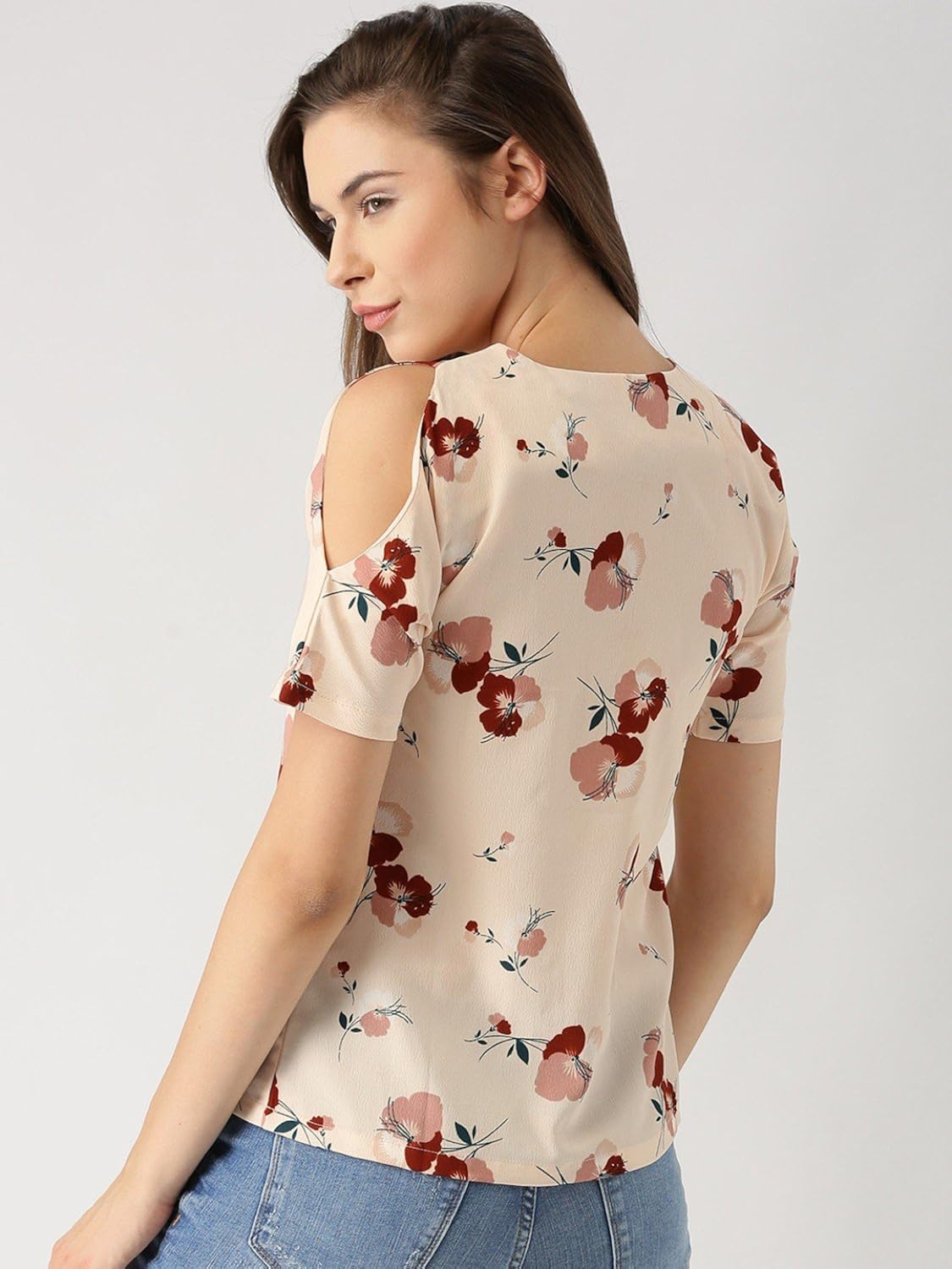 marie claire women's top (mc554--l, beige, large)