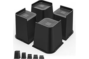 USION Bed Risers 8 Inch Heavy Duty, L Shape Wide Opening Extra Large Furniture Risers Bed Lifts Risers Support up to 5,000 LBS for Bed Frame, Tables, Couches, Sofa, 4 Pack, Black