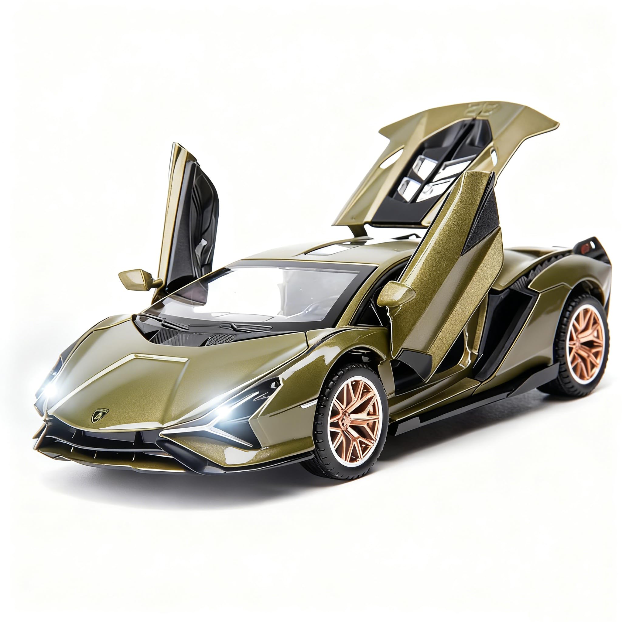 TGRCM-CZ 1/32 Scale Lamborghini Sián FKP37 Car Model Toy, Sound and Light Pull Back Car Zinc Alloy Casting Toys for Kids Boy Girl Gift (Army Green) — image 1